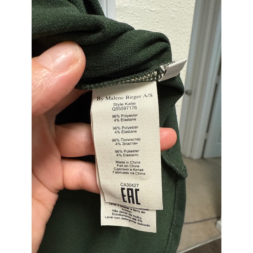 By Malene Birger Katie Stretch Jersey Knit Tie Neck Top Green Size Small - Picture 5 of 6